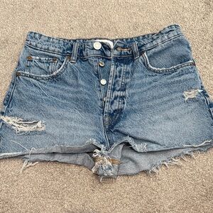 Zara Blue Distressed Jean Shorts